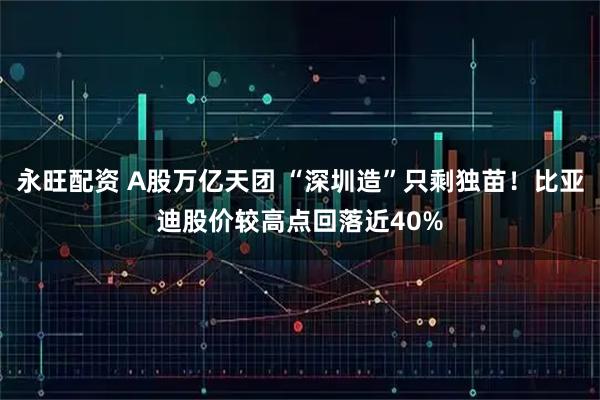 永旺配资 A股万亿天团 “深圳造”只剩独苗！比亚迪股价较高点回落近40%